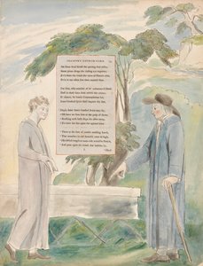 トーマス・グレイの詩、デザイン113、田舎の教会の庭で書かれたエレジー。 作： William Blake